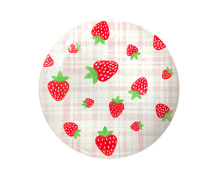 Uptown Strawberry Plaid Plate